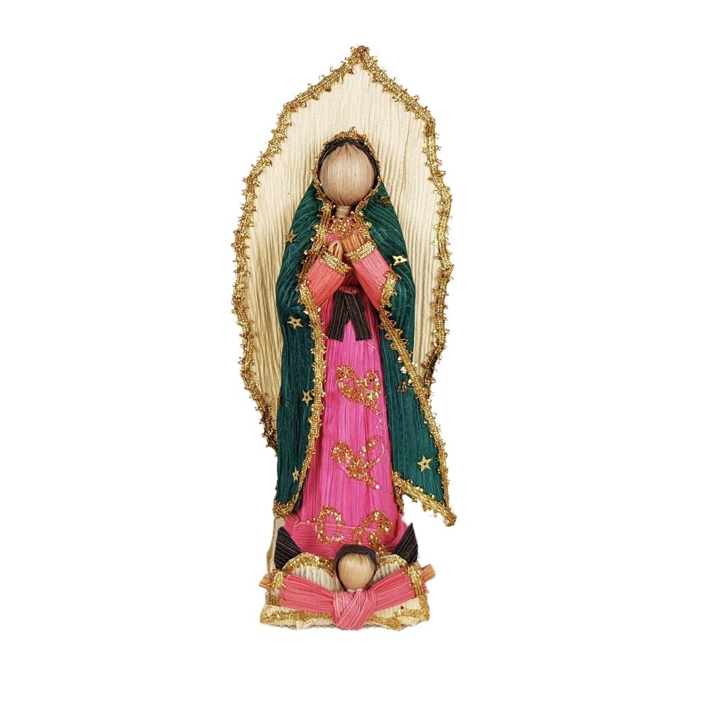 Virgen de Guadalupe  Chica, elaborada de totomoxtle u hoja de maíz