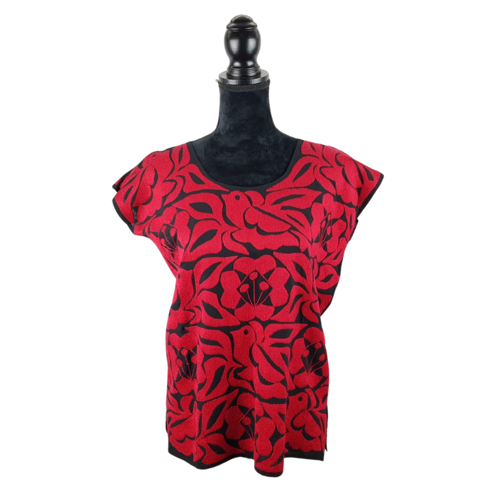 Blusa mediana de gala mazateca, bordado relleno de Jalapa de Díaz