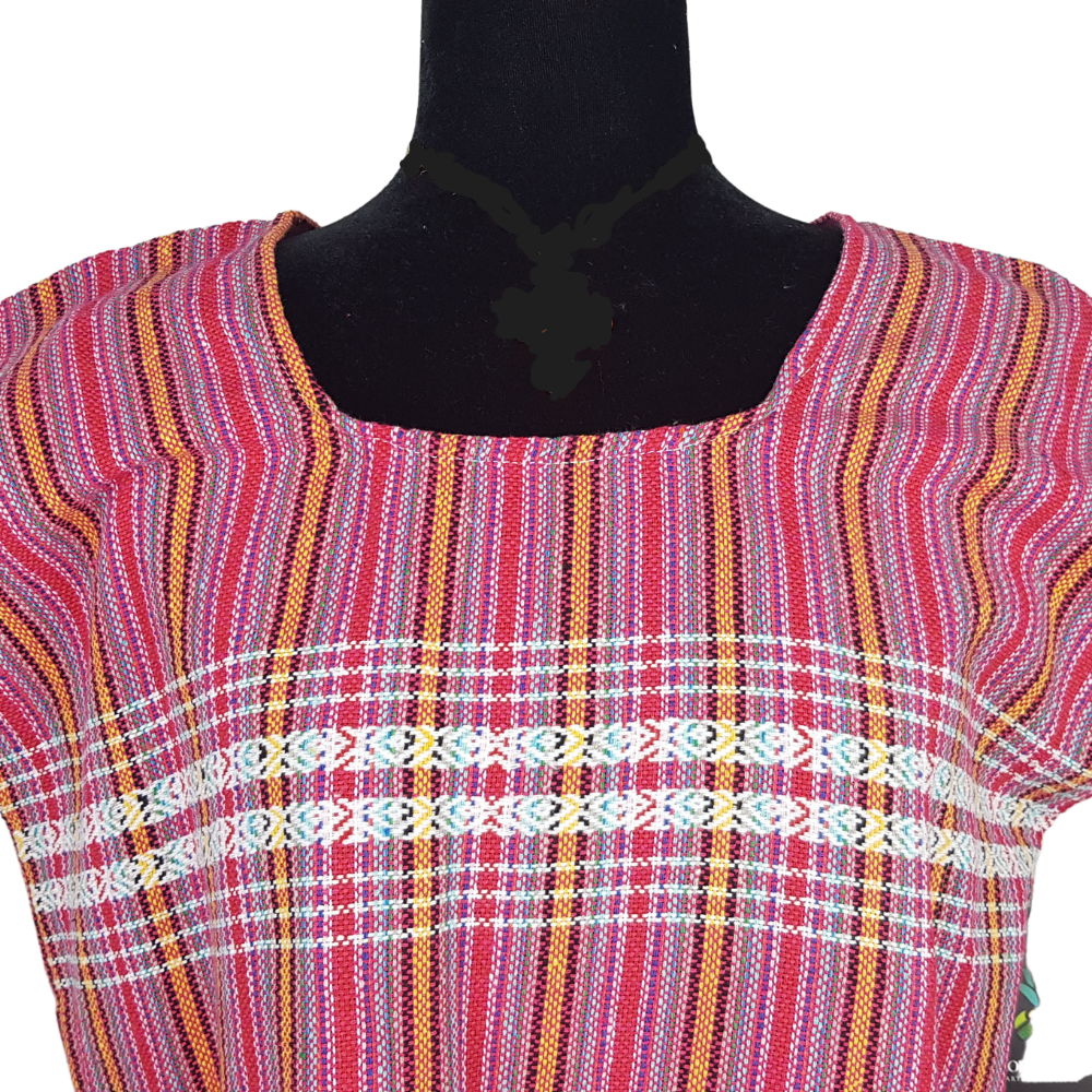 Blusa rayada, prenda fresca de algodón hecha en telar de pedal