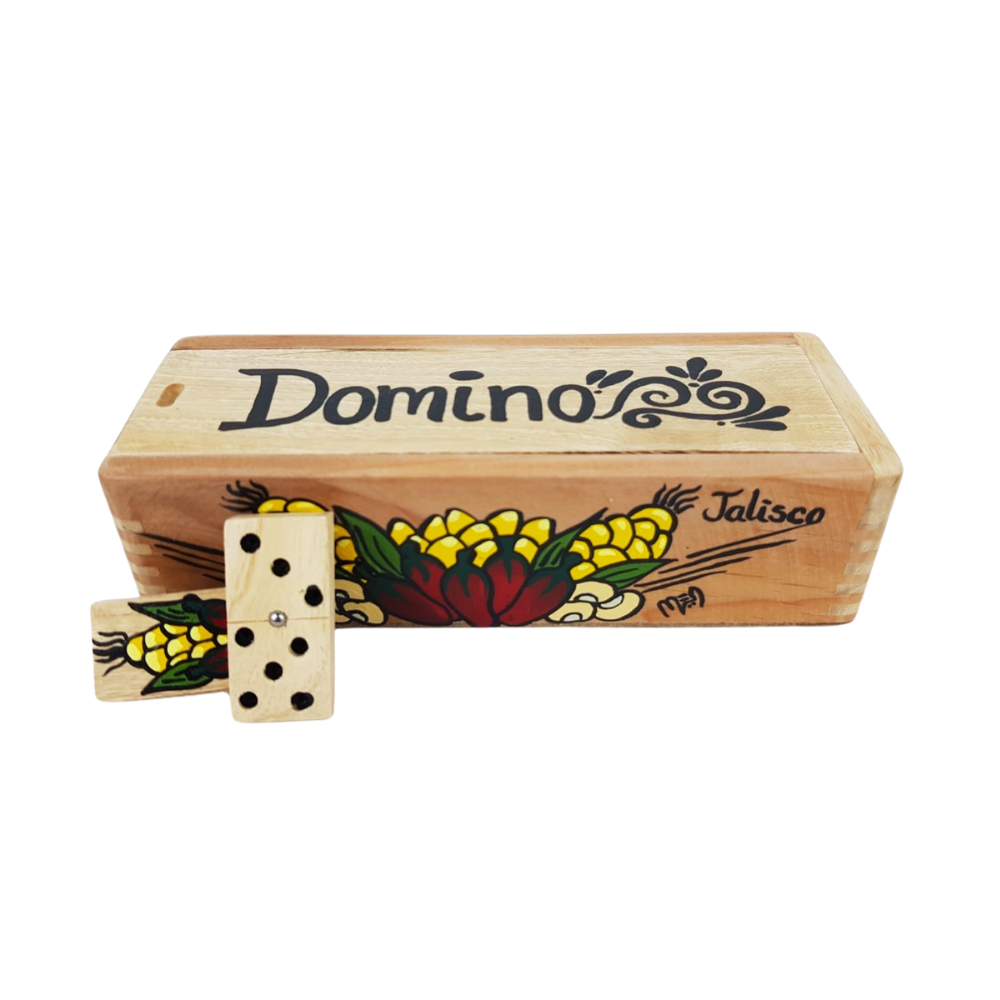 Dominó de madera, pintado a mano con temas mexicanos