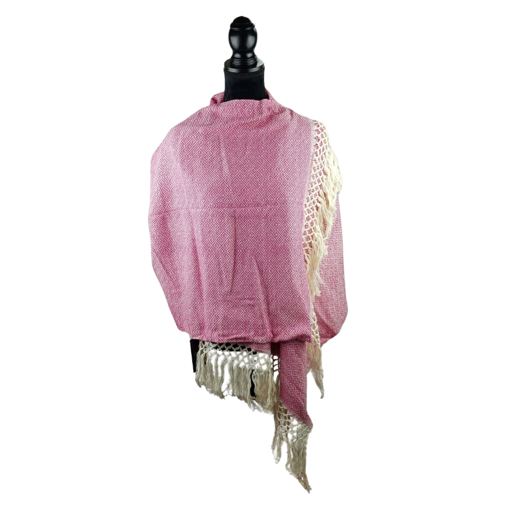 Rebozo mexicano de rombos elaborado con hilo de algodón