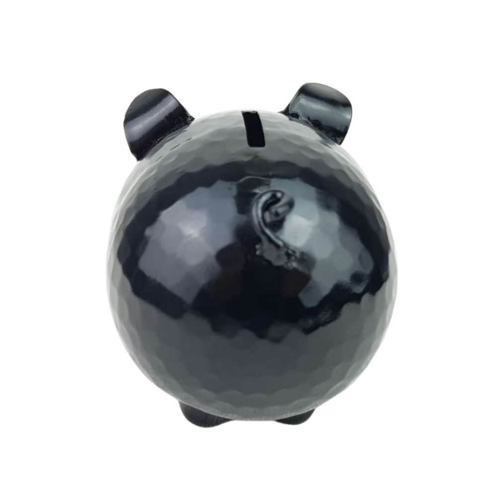 Alcancía de cobre en forma de puerquito decorada a mano