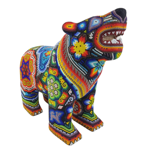 Oso de madera decoracion wixarica