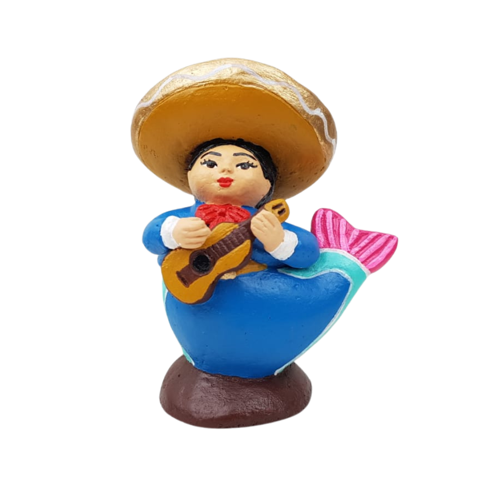 Sirena mexicana mariachi, figura de barro de Tlaquepaque Jalisco