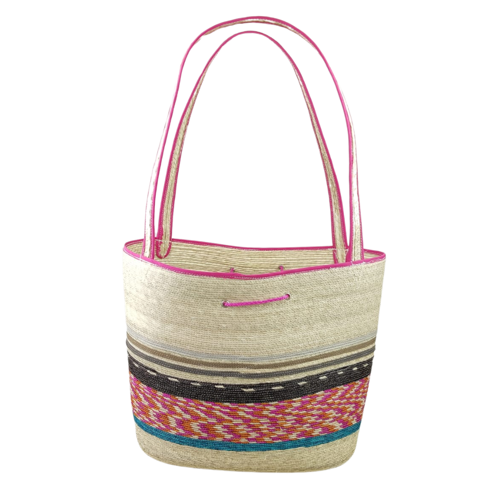 Bolsa recta de palma hecha en Jarácuaro, Michoacán
