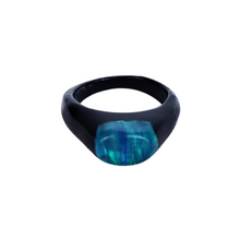 Cargar imagen en el visor de la galería, Anillo de obsidiana con encapsulado de opalo mexicano
