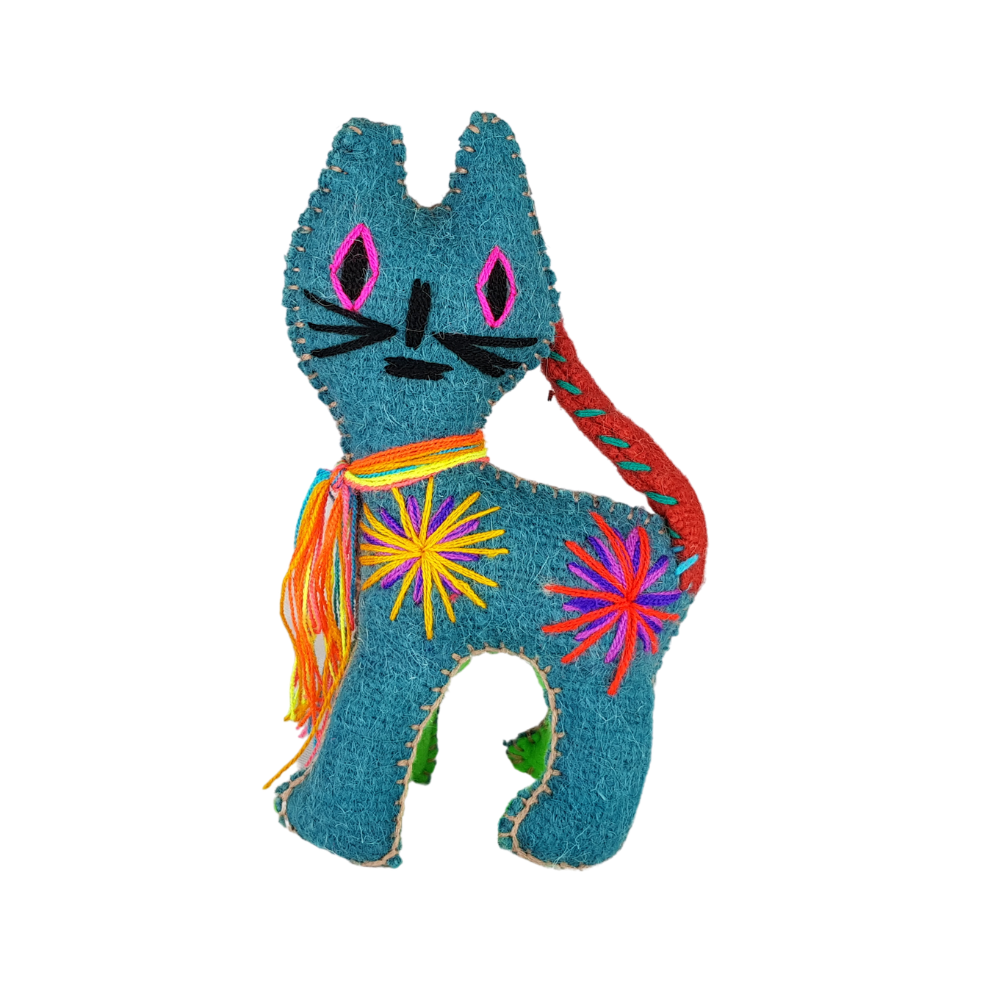 Animalito Gato Lana o Fieltro Chiapas | Artesanía Mexicana