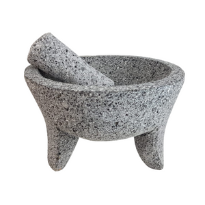 Molcajete tradicional mexicano de piedra volcánica de 8 pulgadas