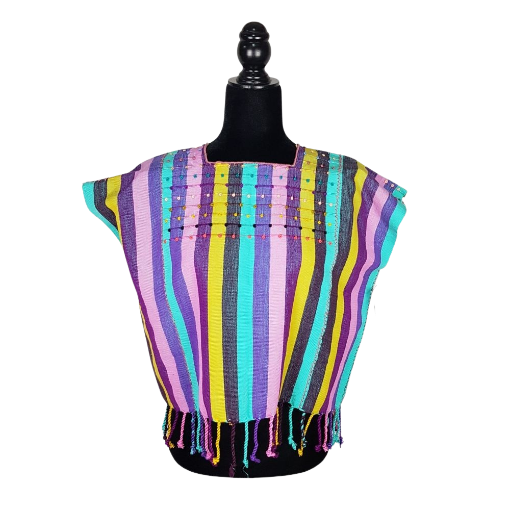 Blusa chiapaneca mediana decorada con nuditos al pecho