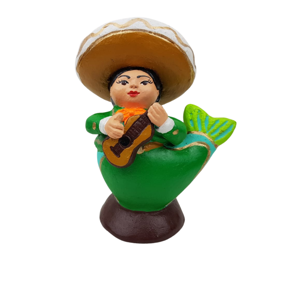 Sirena mexicana mariachi, figura de barro de Tlaquepaque Jalisco