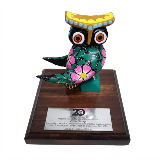 Trofeo Búho Alebrije Talla en Madera Oaxaca | Arte Mexicano