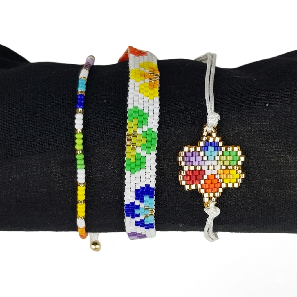 Pulsera ajustable en juego, de cristal miyuki