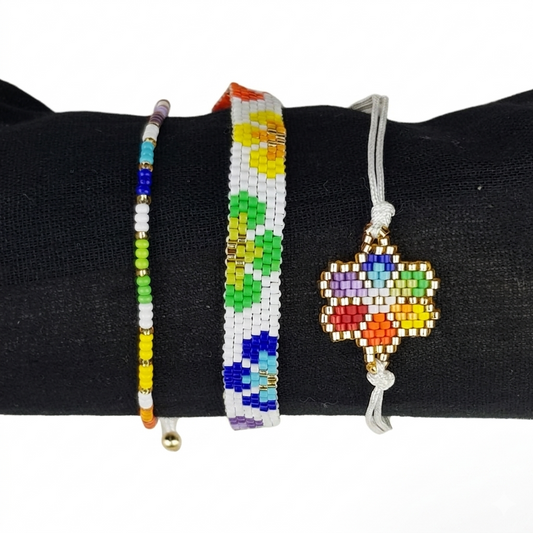 Pulsera ajustable en juego, de cristal miyuki
