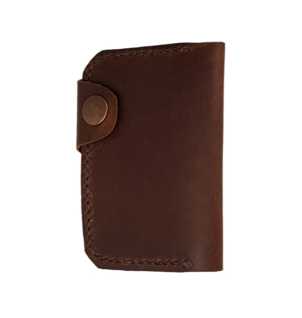 Tarjetero de piel costurado a mano con y sin broche