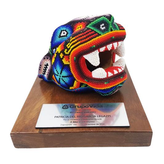 Premio Cabeza Jaguar Grande en Arte Wixárika | Pieza de Lujo