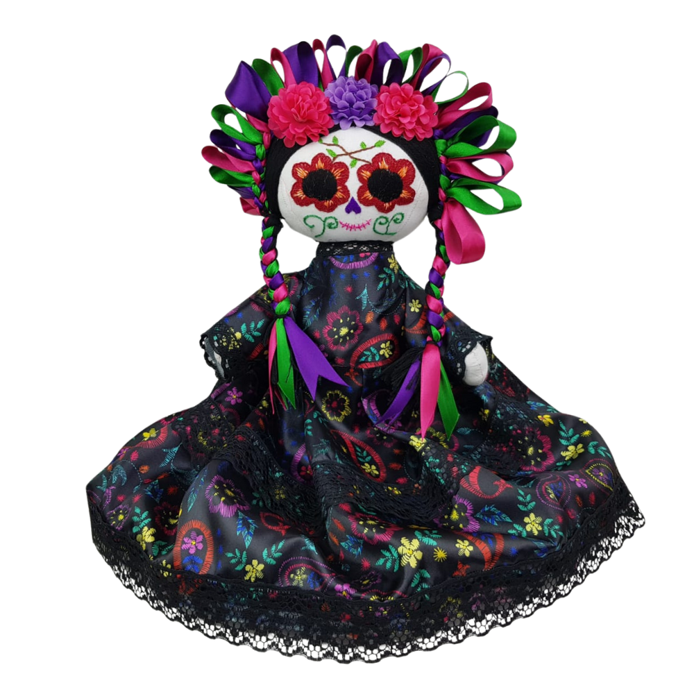 Muñeca catrina de trapo, otomí Lele grande