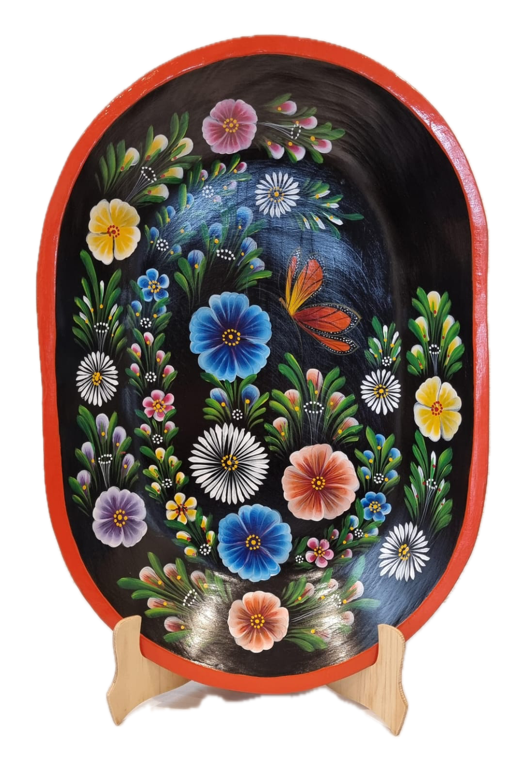 Batea tradicional de madera de pino 50cm x 34cm con maque natural o negro