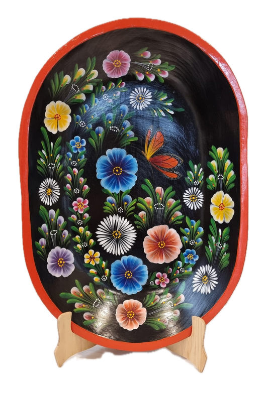 Batea tradicional de madera de pino 50cm x 34cm con maque natural o negro