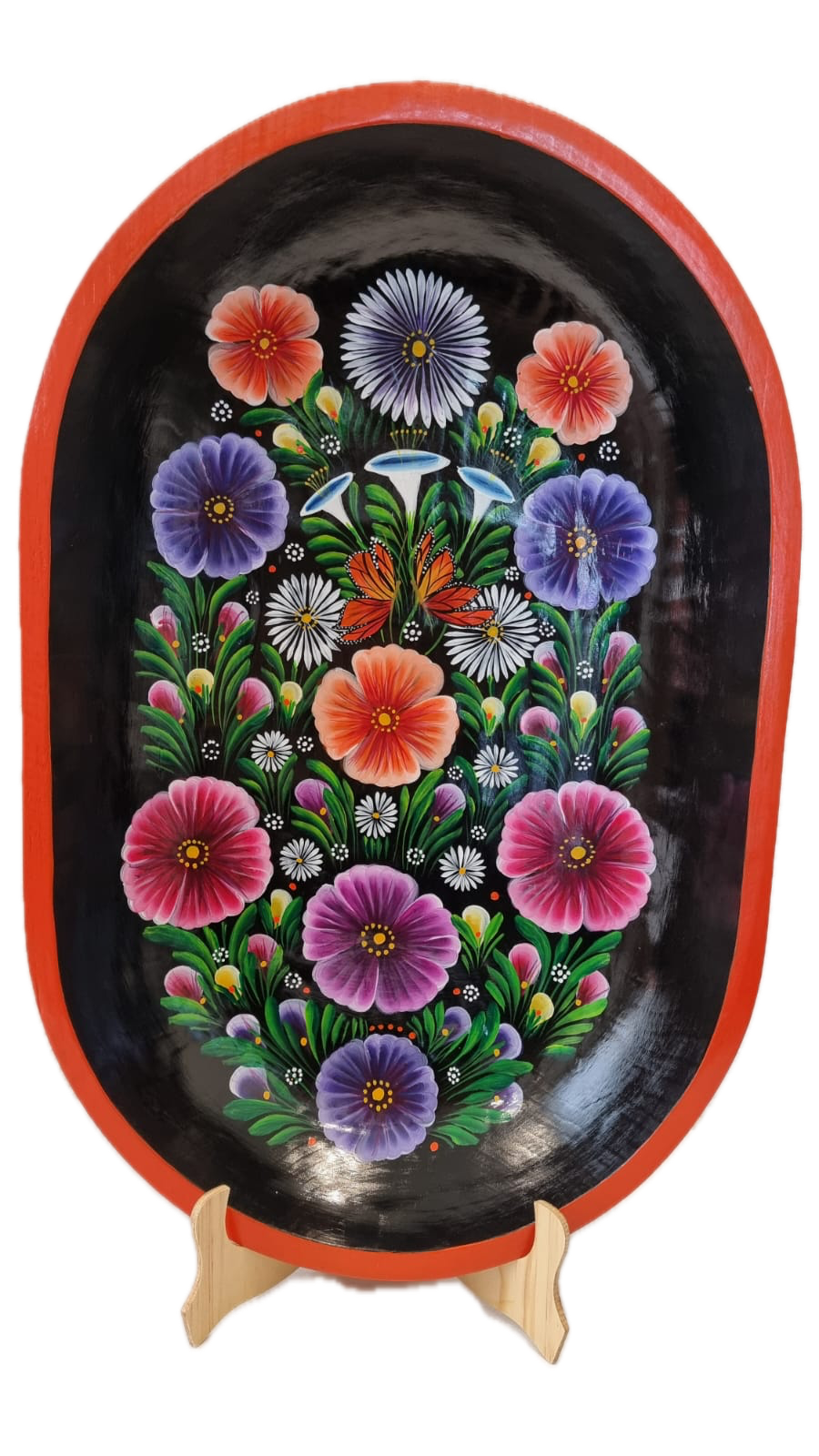 Batea tradicional de madera 60cm x 40cm con maque natural o negro