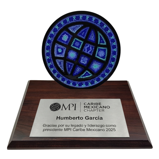 Trofeo Logotipo Empresarial en Arte Wixárika | Pieza de Lujo