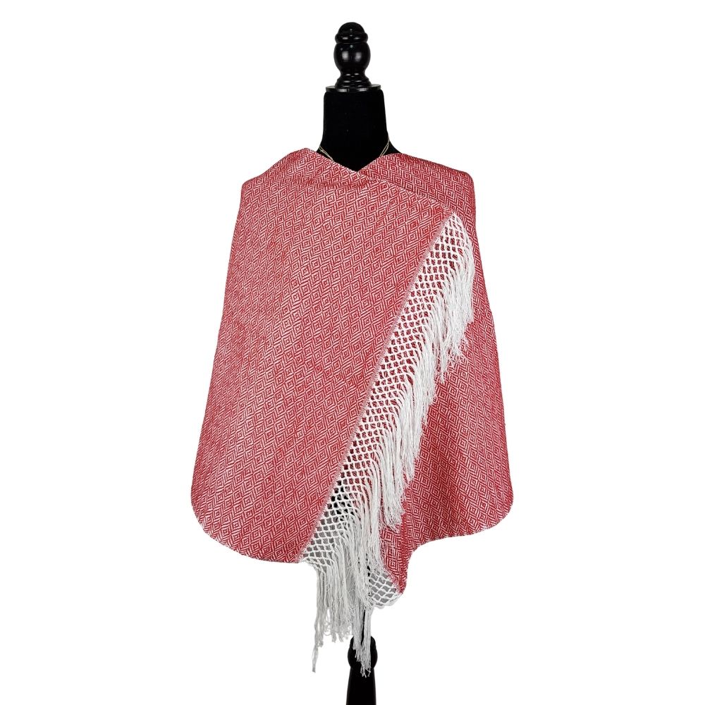 Rebozo mexicano de rombos elaborado con hilo de algodón