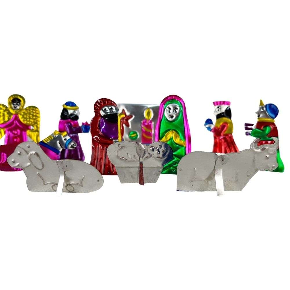 Nacimiento de hojalata de 10 piezas plegables, con caja