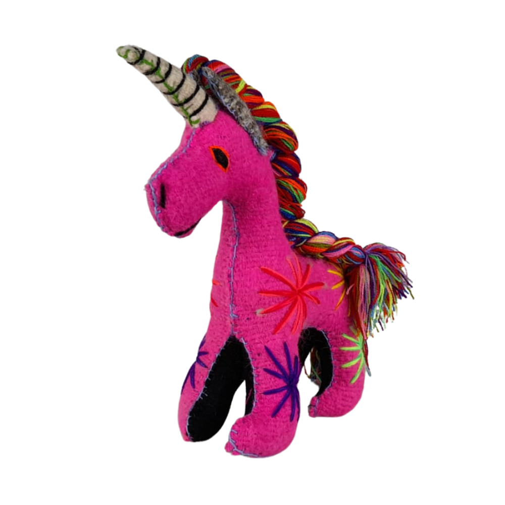 Animalito de lana, peluche unicornio artesanal bordado a mano en Chiapas