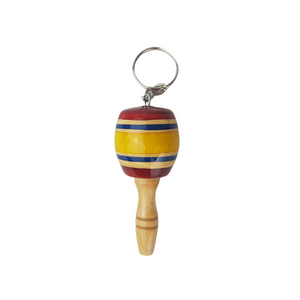 Llavero de madera en forma de trompo, pirinoa o balero