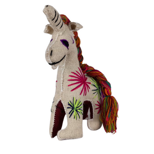 Animalito de lana, peluche unicornio artesanal bordado a mano, de Chiapas