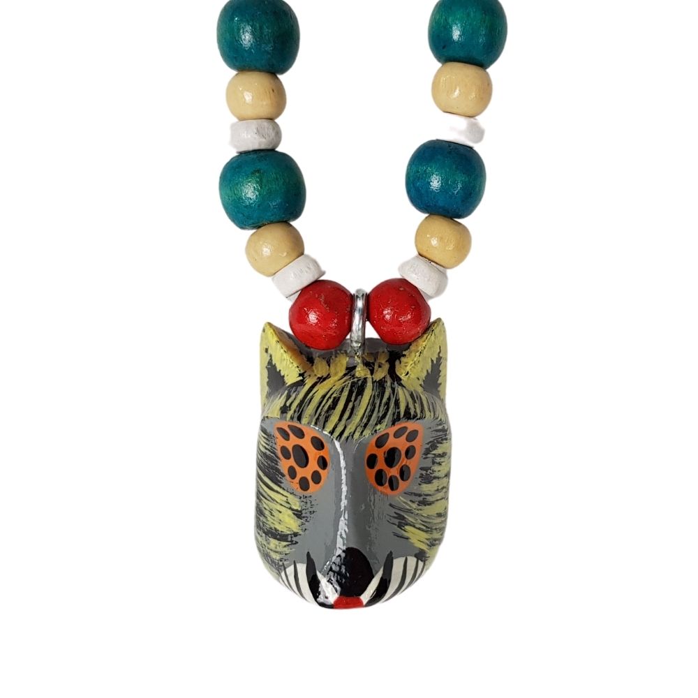 Collar de máscara miniatura del baile de los Morenos, tallada y decorada a mano