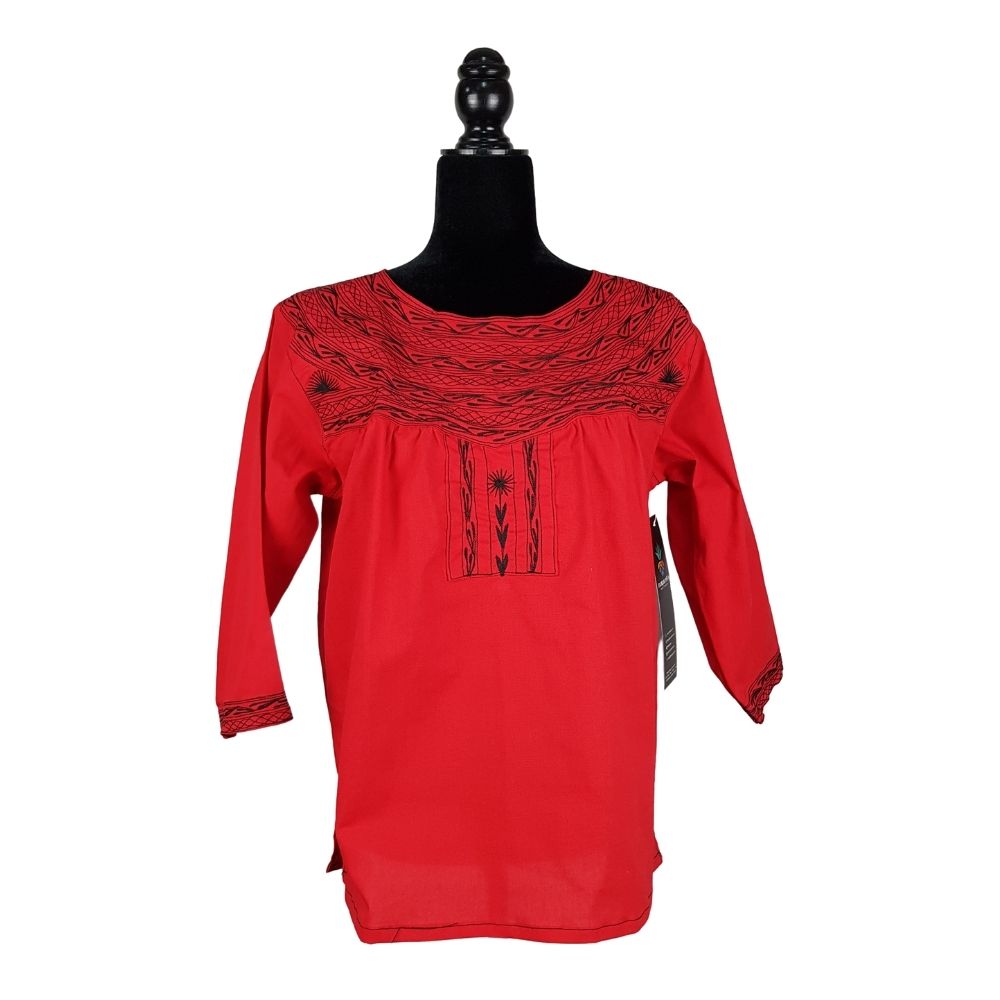 Blusa oaxaqueña de manta de Santa María Alotepec Mixe