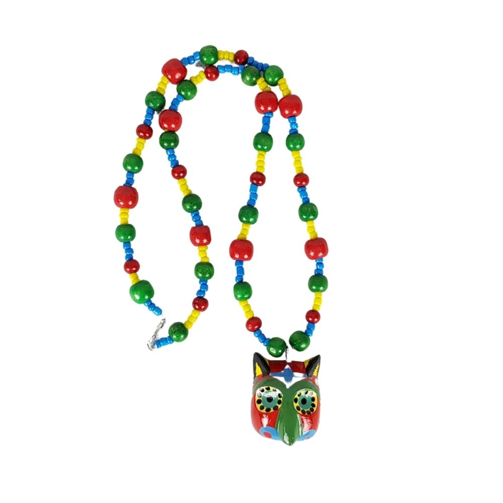 Collar de máscara miniatura del baile de los Morenos, tallada y decorada a mano