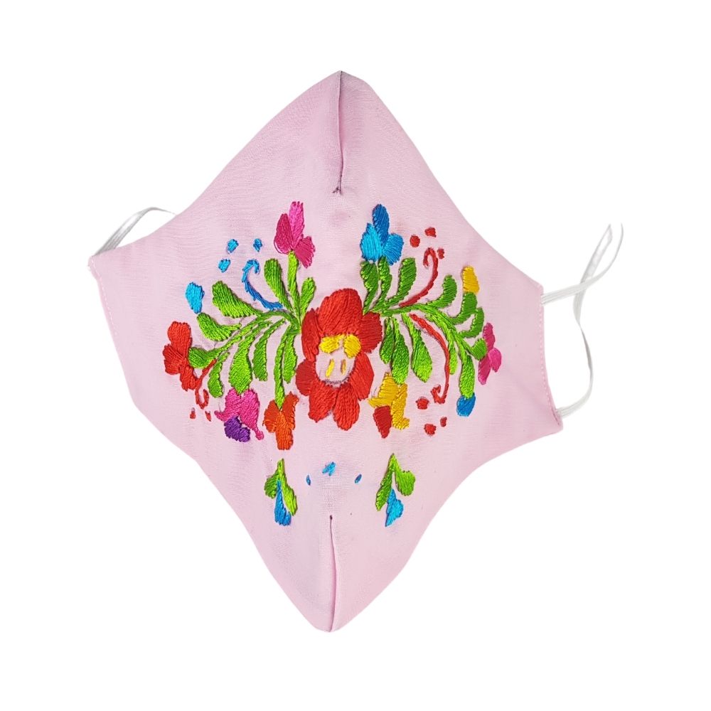 Cubrebocas con bordado San Antonino, elegante, fresco y ligero