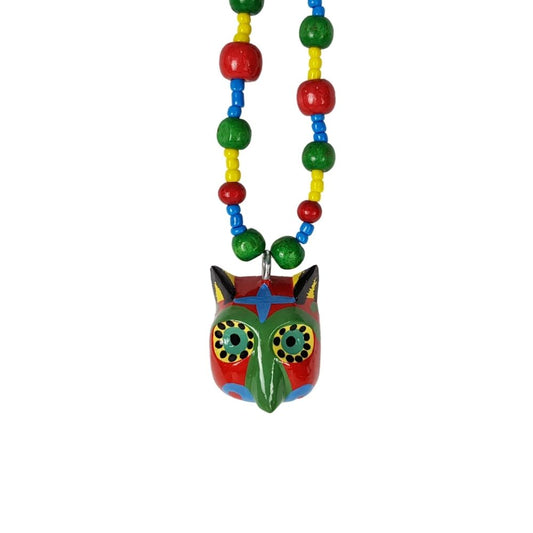 Collar de máscara miniatura del baile de los Morenos, tallada y decorada a mano