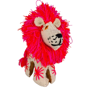 Animalito de lana, peluche león artesanal bordado a mano