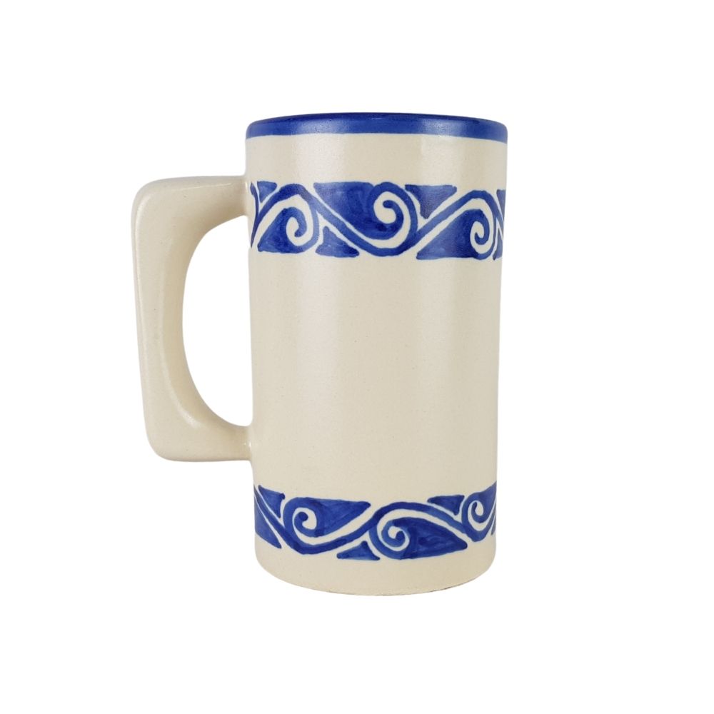 Taza alta de alta temperatura decorada con patrones lineales
