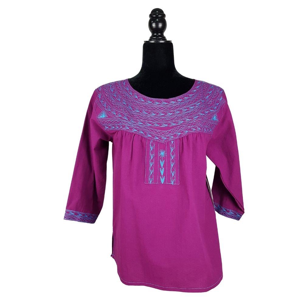 Blusa oaxaqueña de manta de Santa María Alotepec Mixe