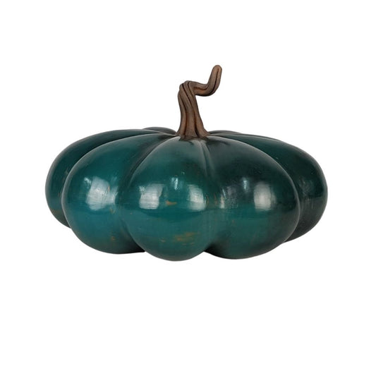 Calabaza decorativa de barro bruñido color turqueza