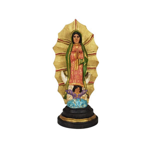 Virgencita de Guadalupe con resplandor tallada en madera