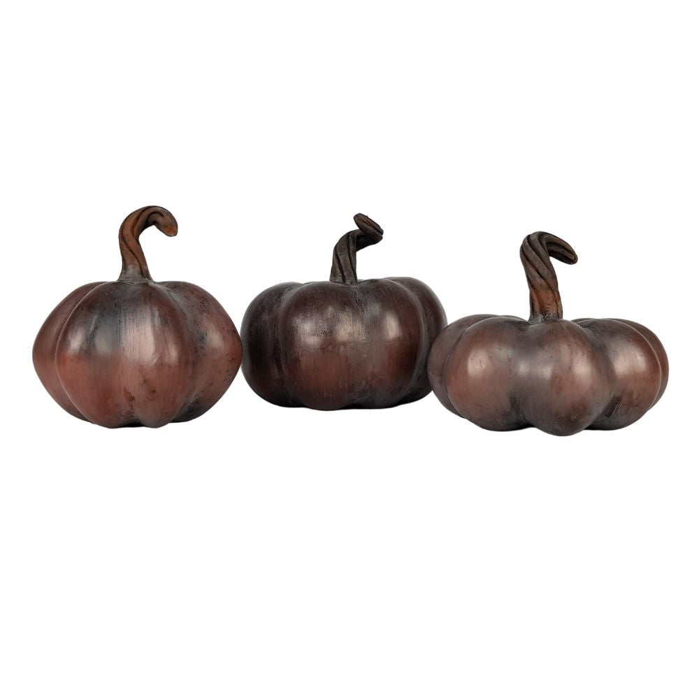 Juego de calabazas decorativas de barro bruñido