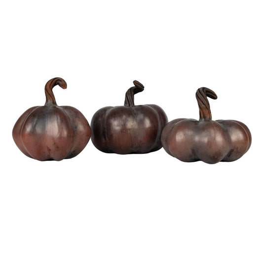Juego de calabazas decorativas de barro bruñido