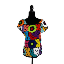 Cargar imagen en el visor de la galería, Blusa mediana de gala mazateca con bordado relleno de Jalapa de Díaz, decorada con muchos colores
