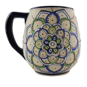Tarro cervecero de cerámica Servín decorado a mano con mandalas