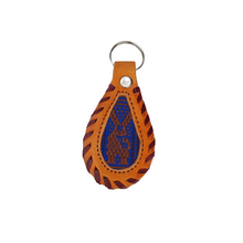 Cargar imagen en el visor de la galería, Llavero gota de piel con textil decorado con motivos Oaxaqueños
