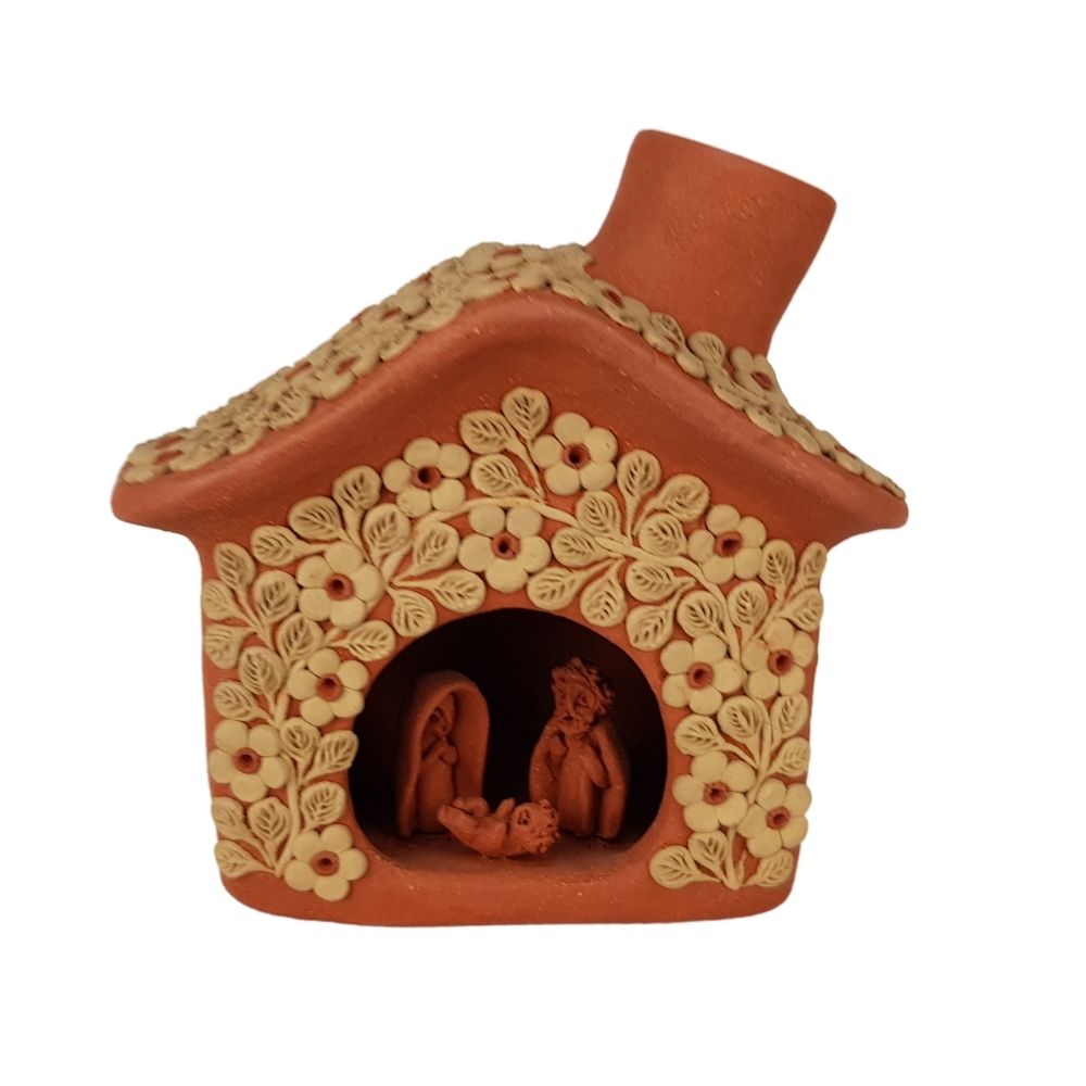 Misterio miniatura con barro bordado, elaborado con barro rojo y barro blanco