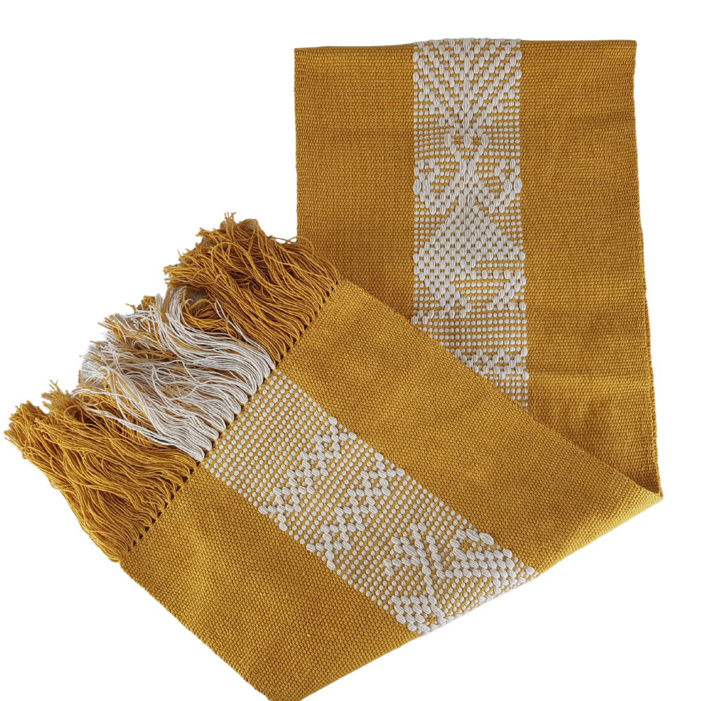 Camino de mesa de 1.5 m de largo con brocados tradicionales de Santo Tomás Jalieza, Oaxaca