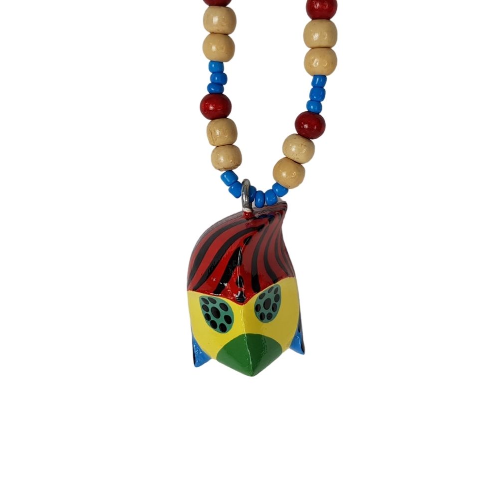 Collar de máscara miniatura del baile de los Morenos, tallada y decorada a mano