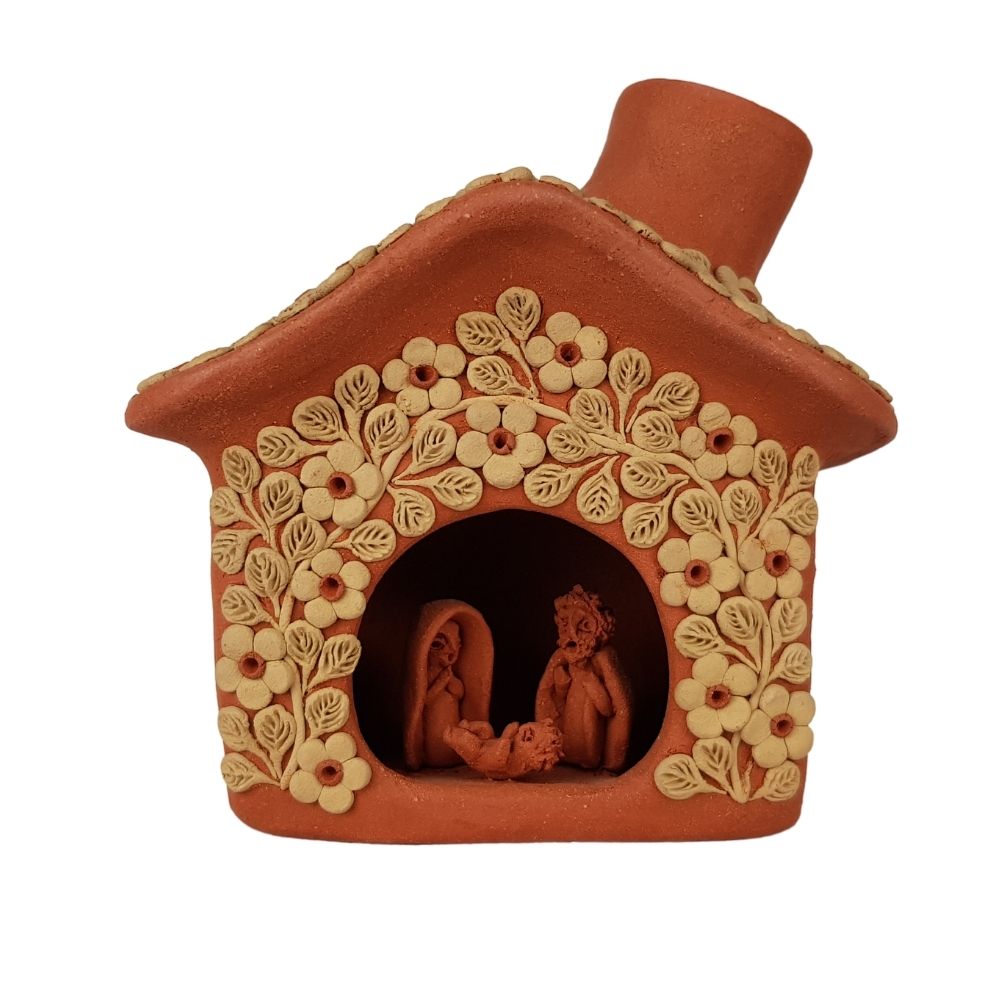 Misterio miniatura con barro bordado, elaborado con barro rojo y barro blanco