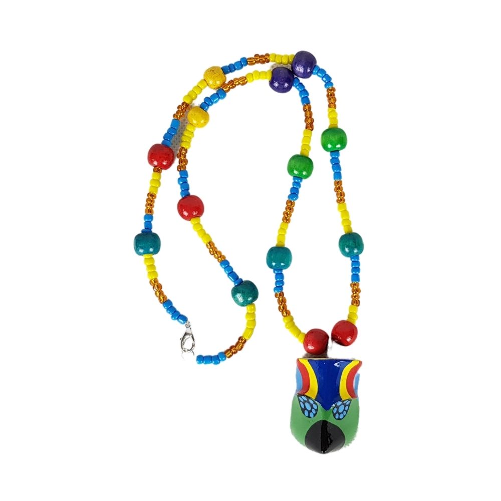 Collar de máscara miniatura del baile de los Morenos, tallada y decorada a mano