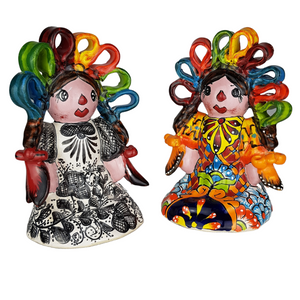 Muñeca Lele, talavera decorada con trazos y dibujos